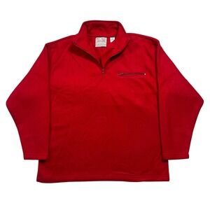 Vintage Bugle Boy BBC Double Brush Snow Fleece Men Large Red Quarter Zip Sweater